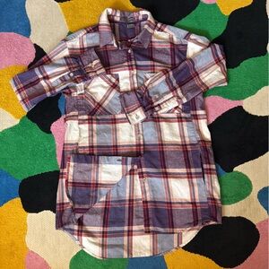 Plaid Button-Up Shirt in Purple and Red